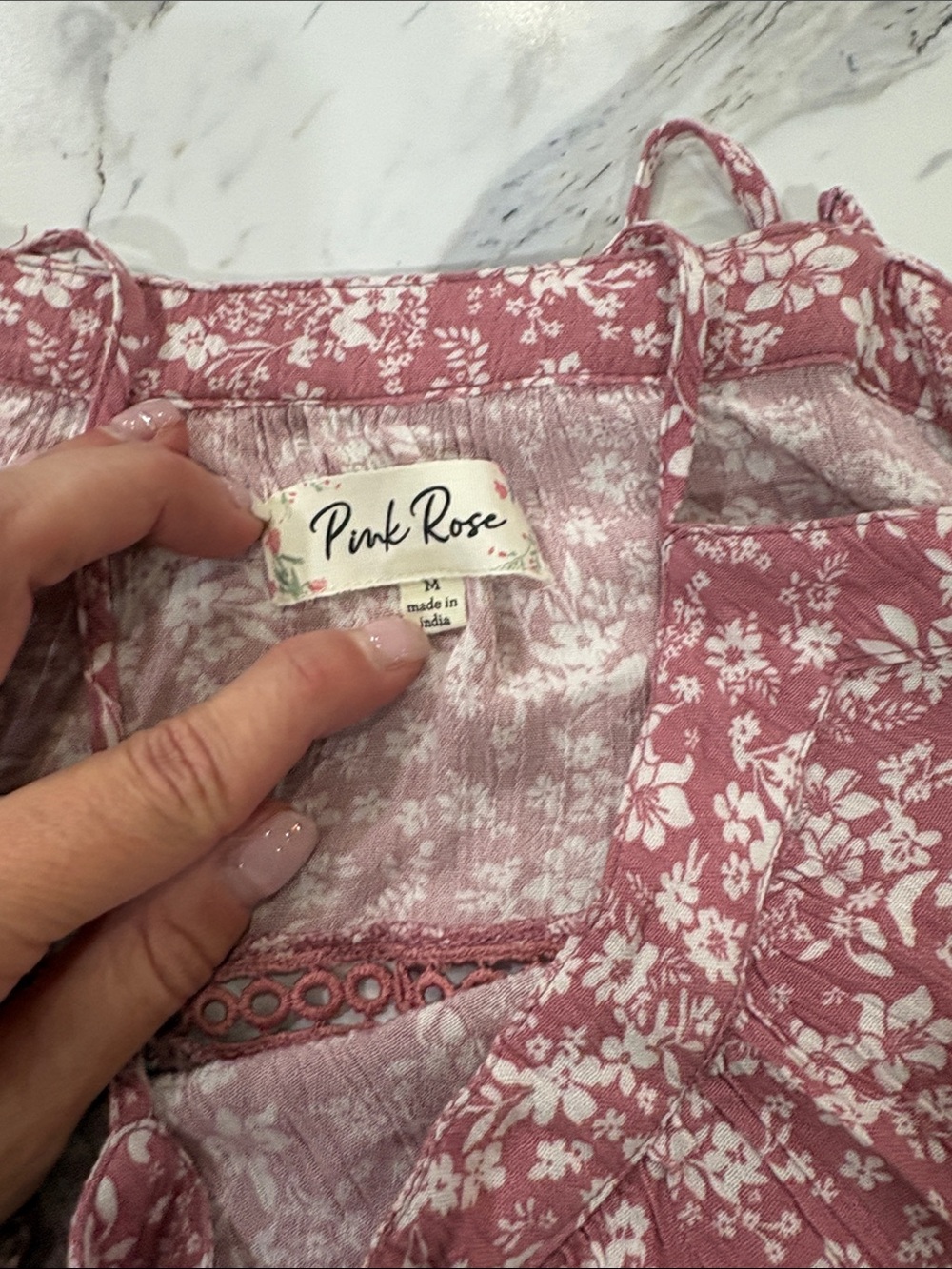 Floral Pink Tiered spaghetti strap Dress - Picture 4 of 4